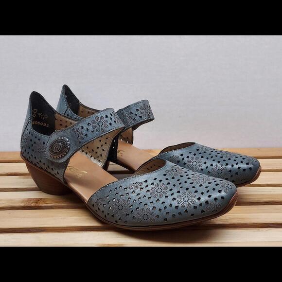 Rieker Womens | Blue | Leather MirJam Mary Jane Shoes Size 8.5 (39) - Picture 2 of 11